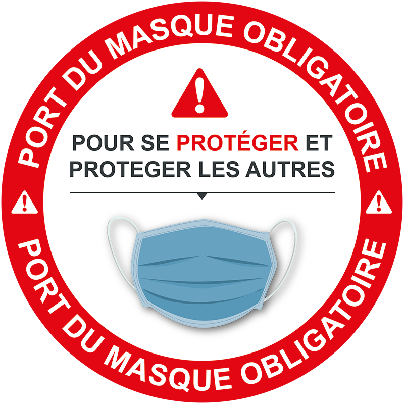 Adhésif vitrine Masque obligatoire Adhésif vitrine Masque obligatoire